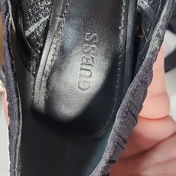 GUESS Gabby Black Mesh Tulle Ruched Pleated Pointed Toe Stiletto Pumps. 6.1/2 - Picture 9 of 14